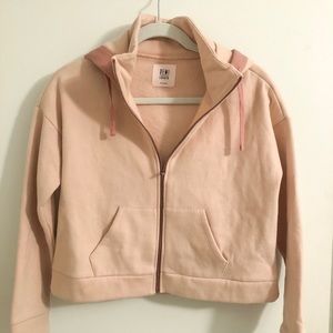 blush pink zip up hoodie